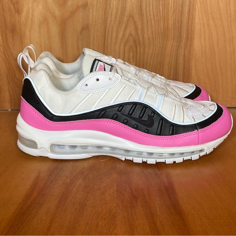 Womens 12 Nike Air Max 98 Athletic Shoes White China Rose SEF0832